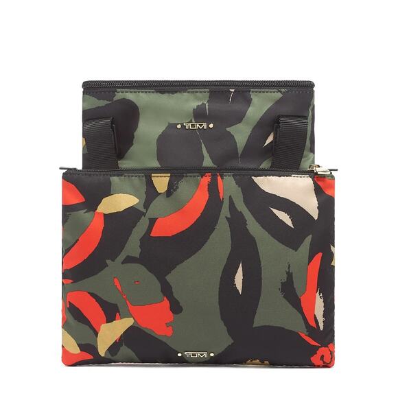 NWT Tumi Just In Case Travel Tote Bag with Pouch red green black floral print - Picture 2 of 8